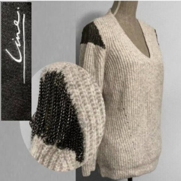 LINE the Label Knit Sweater Large​​​​​​​ Chain Shoulders - Picture 2 of 12